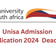 Unisa Admission Application 2024 Deadline