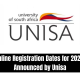 Online Registration Dates for 2024 Announced by Unisa