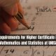 Requirements for Higher Certificate in Mathematics and Statistics at UNISA