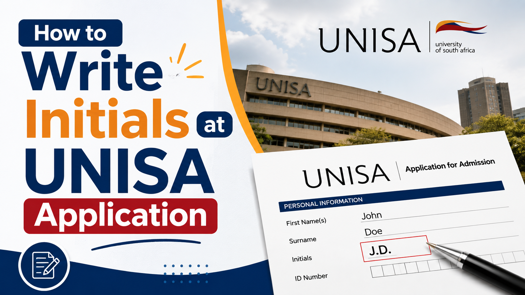 How to Write Initials at UNISA Application