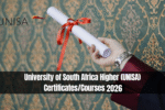 University of South Africa Higher (UNISA) Certificates/Courses 2026