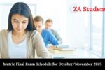 Matric Final Exam Schedule for October/November 2025