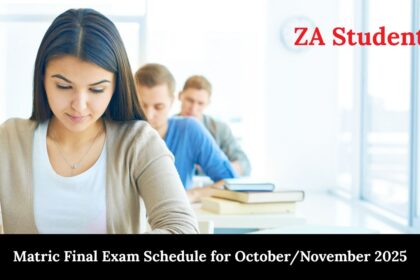 Matric Final Exam Schedule for October/November 2025