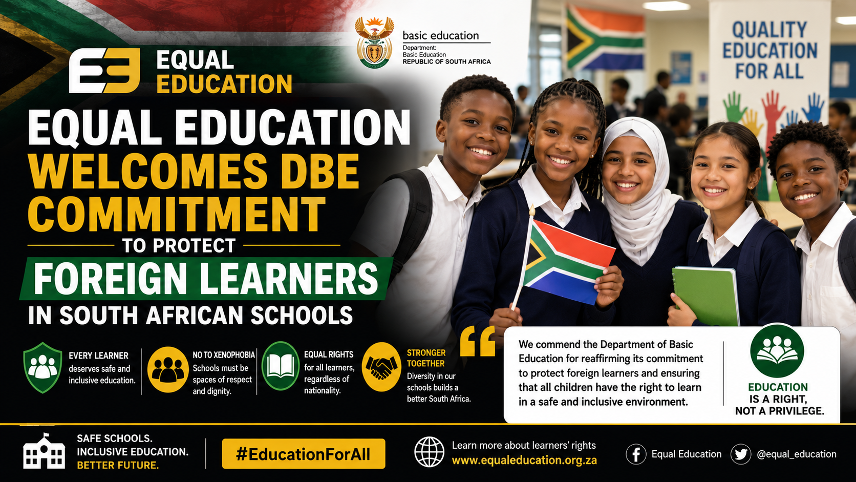 Equal Education Welcomes DBE Commitment