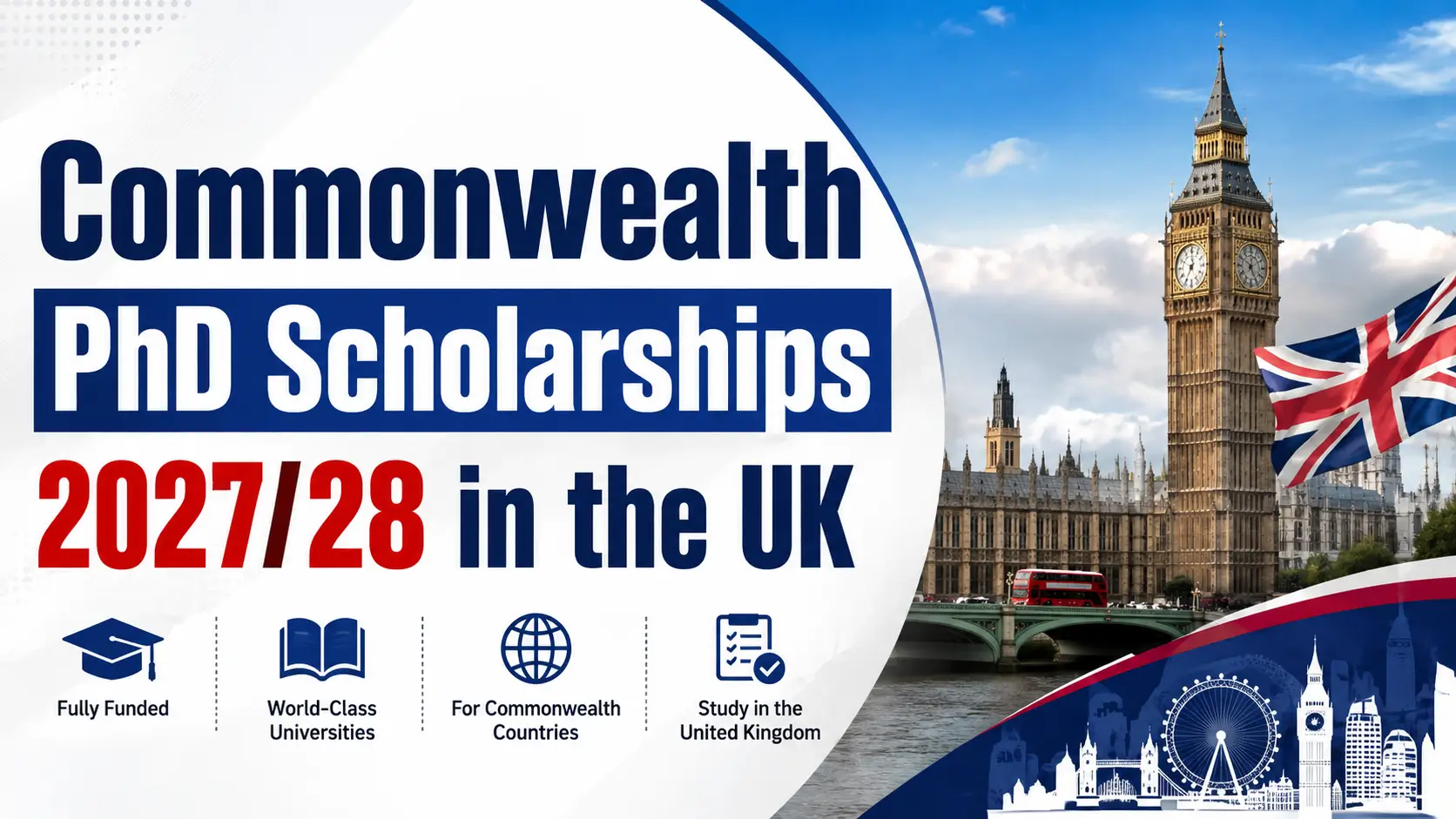 Commonwealth PhD Scholarships 2027/28 in the UK