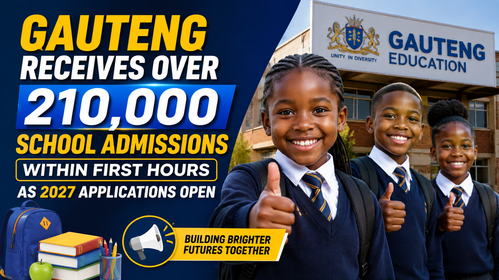 Gauteng Receives Over 210,000 School Admissions